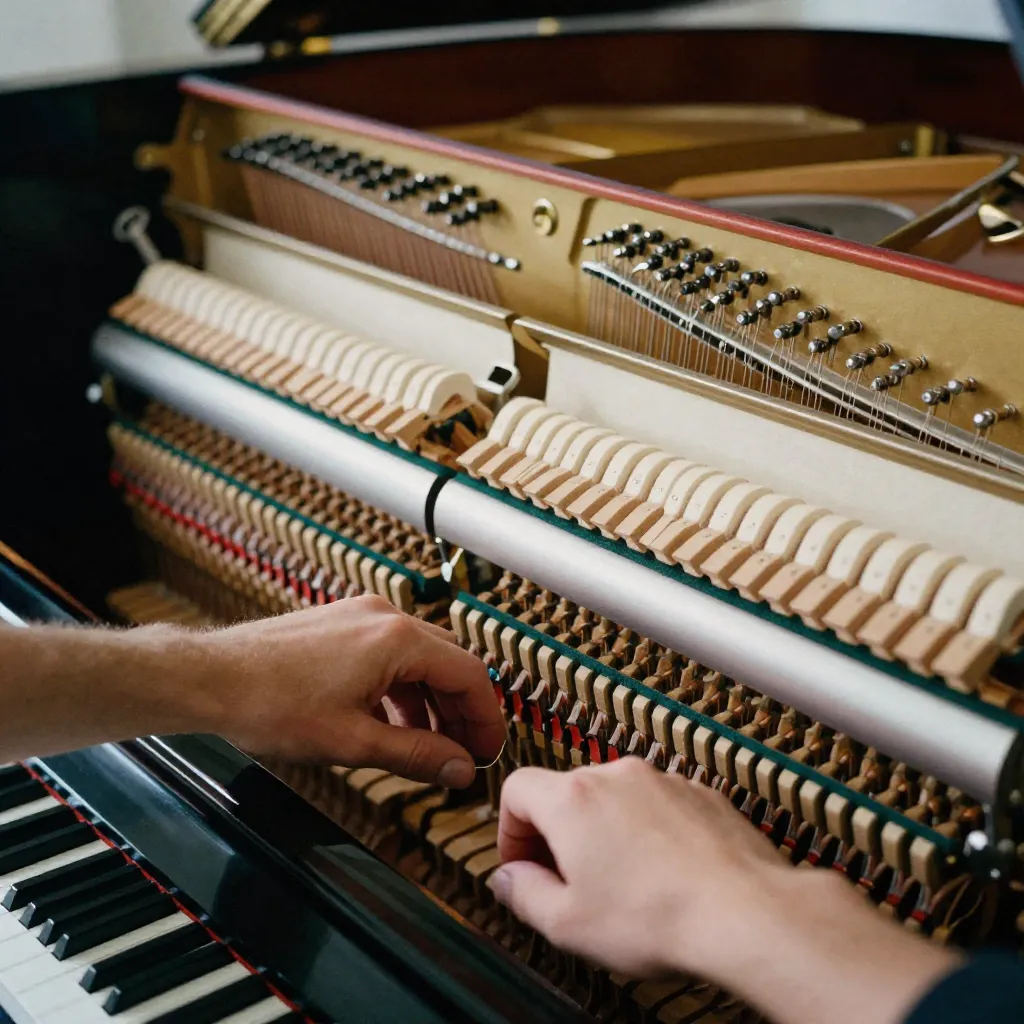 Piano technician at work